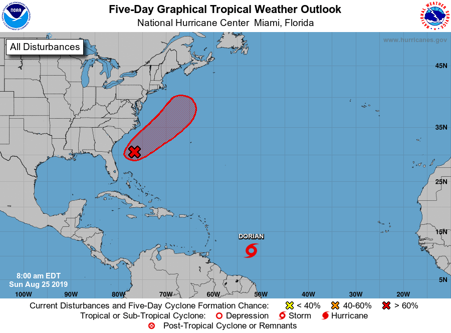 Tropical Weather Outlook for August 25th, 2019