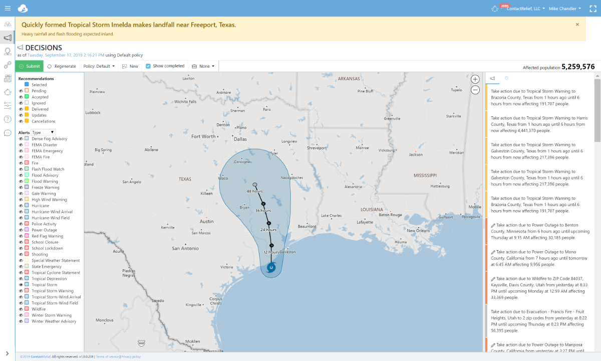 Quickly formed Tropical Storm Imelda makes landfall in Freeport, Texas