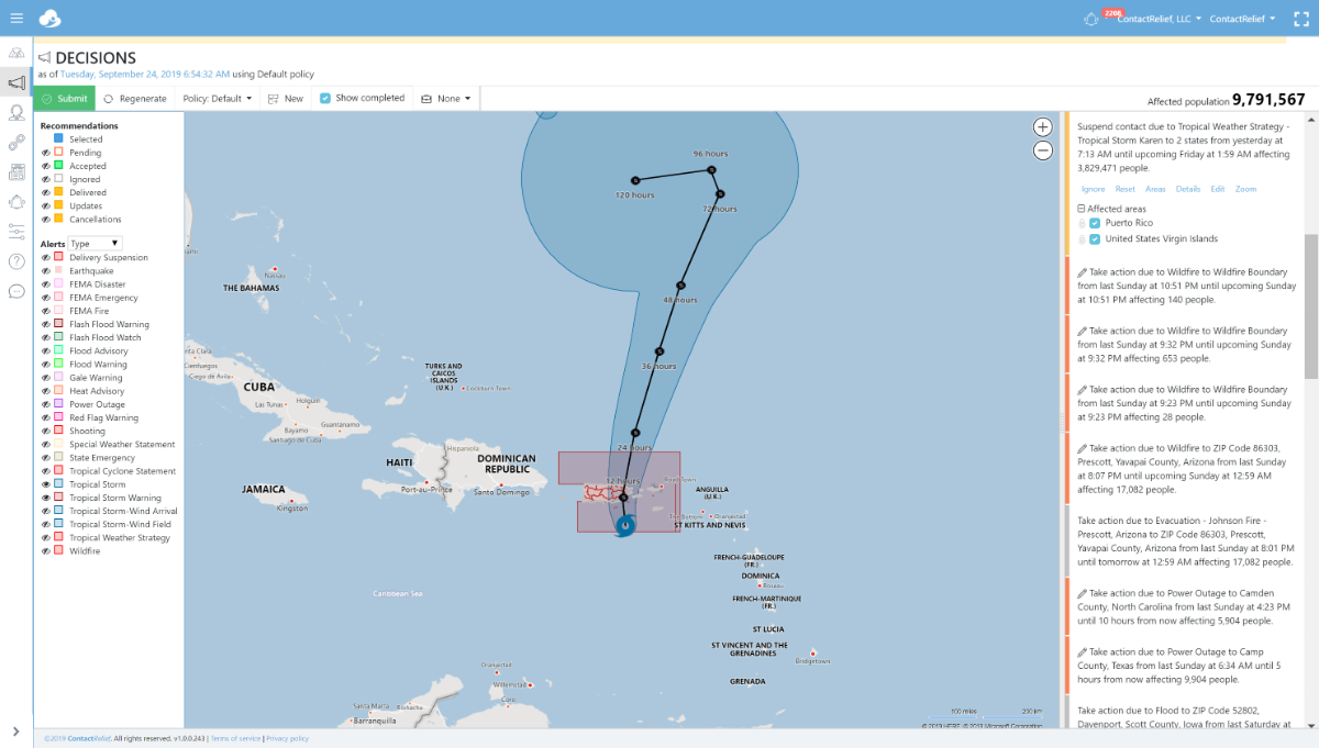 Tropical Storm Karen to pass near or over Puerto Rico and the Virgin Islands on Tuesday