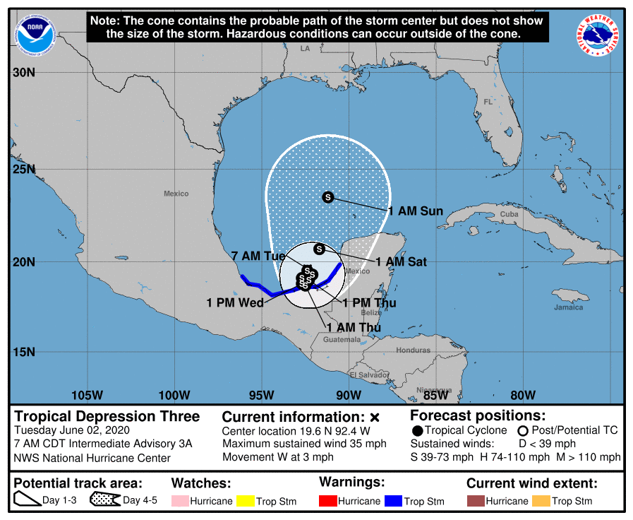 Tropical Depression Three forms in the Bay of Campeche