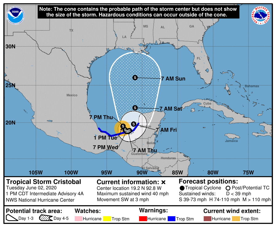 Tropical Storm Cristobal forms in Bay of Campeche