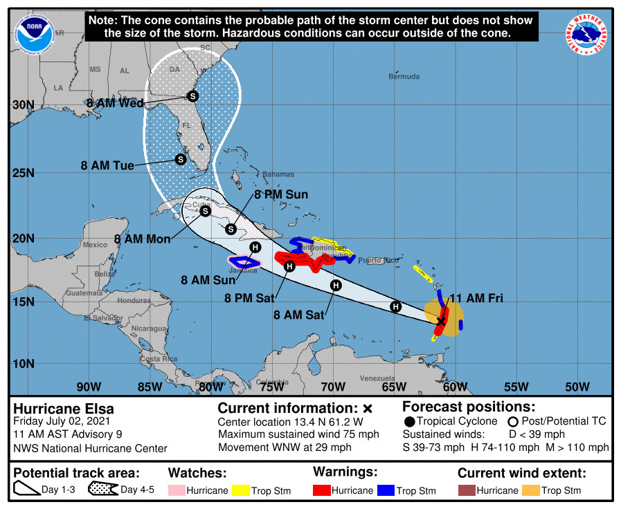 Hurricane Elsa Becomes First Atlantic Hurricane of 2021